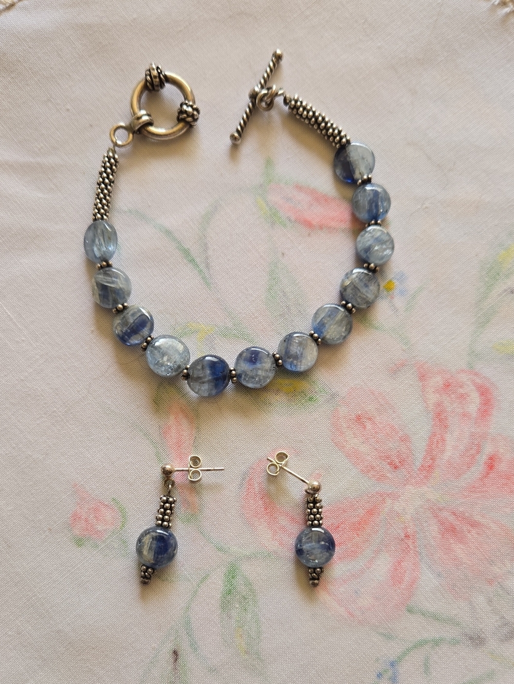 Blue Beaded Bracelet and Earring Set - Women Jewelry